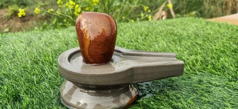 Narmada Natural Shivling 5 Inch  Damru Shape Jaldari 10 Inch